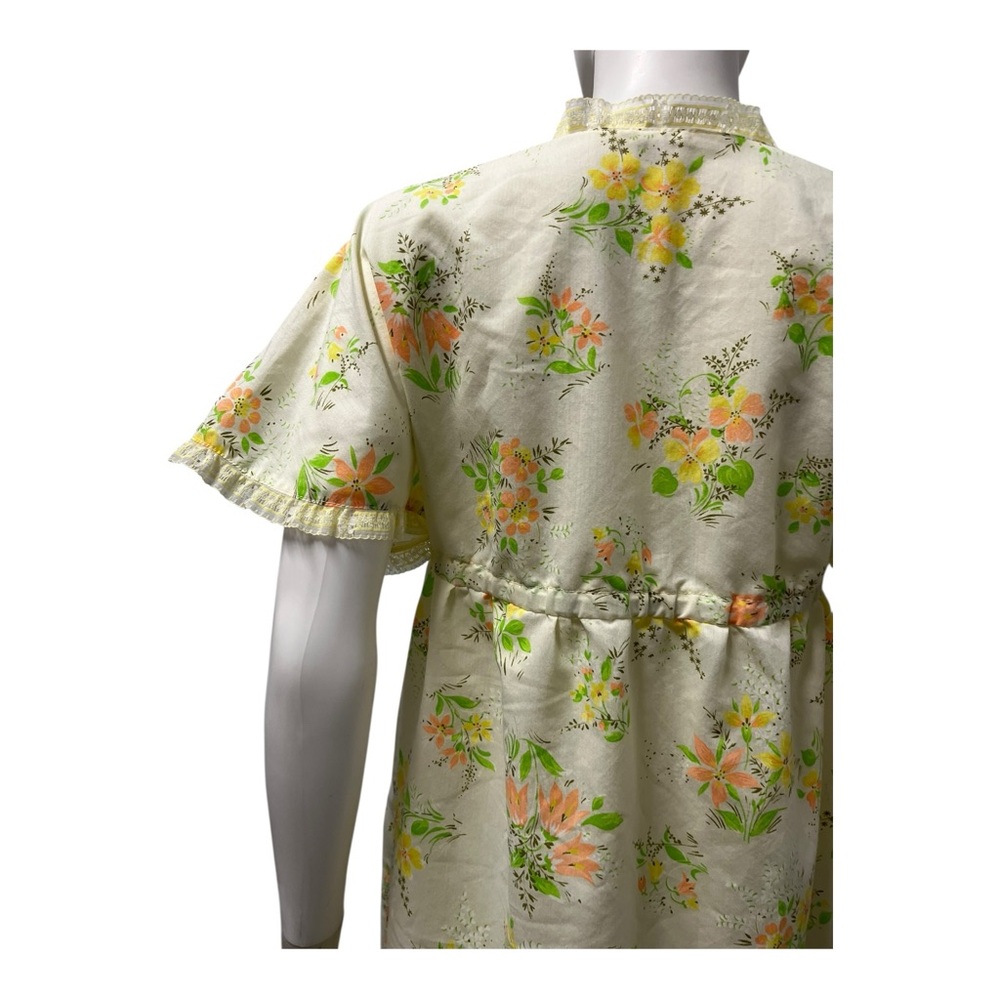VTG 70s Yellow and Green Floral Women's Robe - Picture 4 of 9